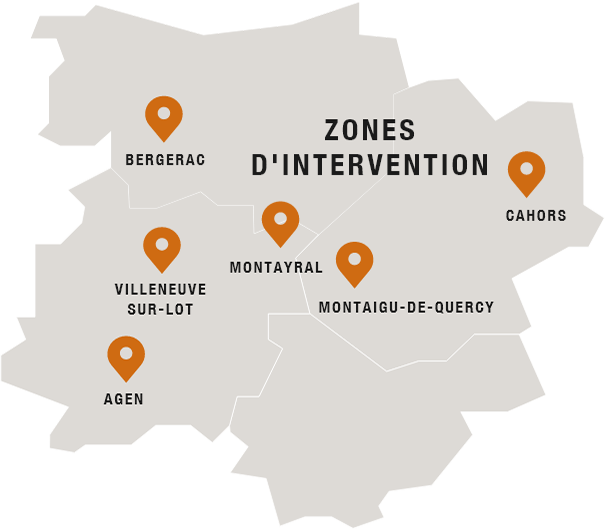 Carte des zone d'interventions